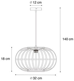 Lampada a sospensione orientale in bambù 32 cm - Amira