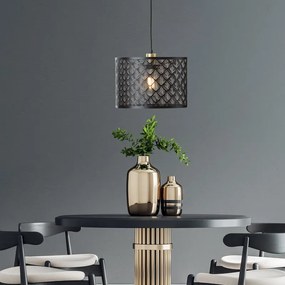 Lampadario Glamour Galati nero paralume nero E27 Ø30cm INSPIRE