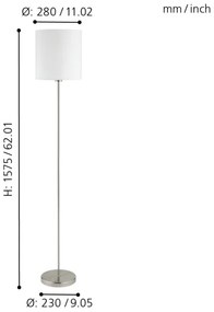 Eglo 95164 - Lampada da terra PASTERI 1xE27/60W/230V