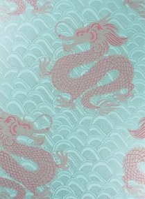 Matthew Williamson Carta da parati Celestial Dragon - Ice Blue/ Rose/ Metallic Gold