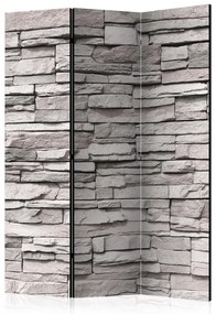 Paravento Eleganza in Pietra - texture grigia di mattoni di pietra su parete