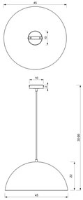 Lampadario su corda BETA 1xE27/60W/230V d. 45 cm bianco