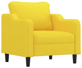 Set di divani 3 pz con cuscini giallo chiaro in tessuto
