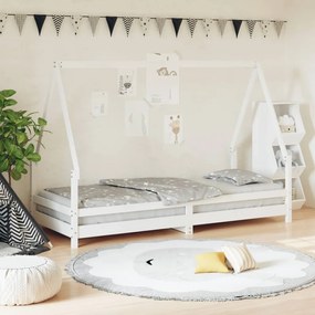 Giroletto Per Bambini Bianco 80x200cm İn Legno Massello Di Pino /