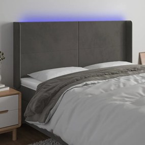 Testiera A Led Grigio Scuro 203x16x118/128cm İn Velluto /