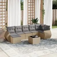 Set Divano da Giardino 8 pz con Cuscini Beige in Polyrattan 3221708