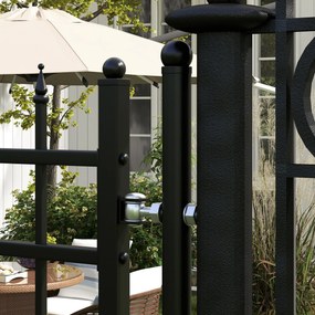 Cancello da Giardino di Sicurezza con Serratura 107x204 cm in Acciaio Zincato Nero...