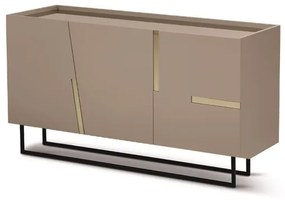 Madia credenza 3 ante inserti specchio Bronzo con scocca Tortora GIRONA con piedini sagomati