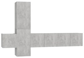 Set di mobili porta tv 5 pz grigio cemento in legno multistrato