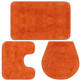 Set Tappetini Per Bagno 3 Pz İn Tessuto Arancione /