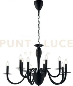 Lampadario armstrong nero 10 luci attacco e14 92x150cm in metallo