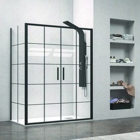 Kamalu - Box doccia angolare 180x70 scorrevole 4 ante telaio nero NICO-D6000S