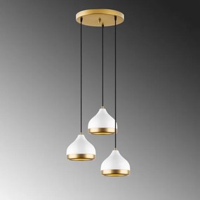 Lampadario a sospensione con cavo YILDO 3xE27/40W/230V bianco/oro