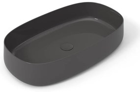 Lavabo da appoggio Wave OLYMPIA CERAMICA ovale in ceramica L 70 x H 14 x P 40 cm grigio piletta non inclusa