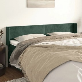 Testiera Ad Orecchio Verde Scuro 163x16x78/88 Cm İn Velluto /