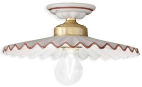 Plafoniera Classica L'Aquila Ottone E Ceramica Decorato Diam. 31Cm Luce E27