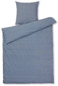 Biancheria da letto in crêpe bianca e blu scuro per letto singolo 140x200 cm Bæk&amp;Bølge - JUNA