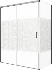 Porta doccia L 67-68 cm x H 200 cm per nicchia in vetro serigrafato SP. 6 mm, profilo argento, serie Jazz