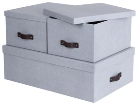 Scatole di cartone grigio chiaro con coperchio in set da 3 31x47x15 cm Inge - Bigso Box of Sweden