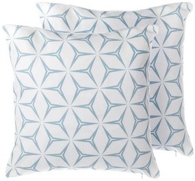 Set di 2 cuscini decorativi con motivo geometrico azzurro 45 x 45 cm WEIGELA Beliani