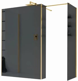 Box doccia walk-in Wens, vetro fumè 6 mm, H 200 cm, profilo dorato