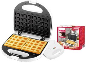 Piastra per Waffle Panini 750W Machina Elettrico Waffle a 2 Posti con Rivestimento Antiaderente Piastra Misura 22.6x12.6cm Bianco