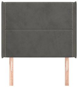Testiera ad orecchio grigio scuro 93x16x118/128 cm in velluto