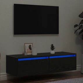 Mobile Porta Tv Con Luci Led Rovere Nero 100x35,5x25 Cm /