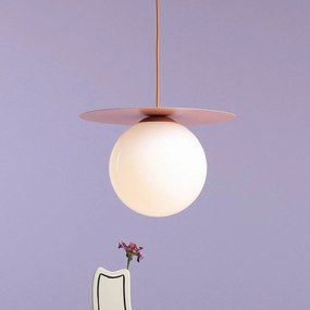 ALDEX Lampada a sospensione Loop Coral L, rosso corallo, sfera in vetro opalino,