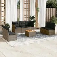 Set Divano da Giardino 8 pz con Cuscini Grigio in Polyrattancod mxl 117141