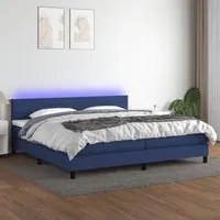 Letto a Molle Materasso e LED Blu 200x200cm in Tessuto cod mxl 55213