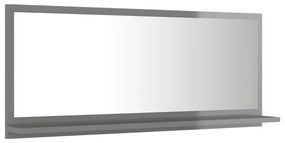Specchio da Bagno Grigio Lucido 90x10,5x37 cm Legno Multistrato