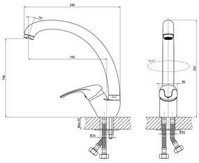 Aqualine - Miscelatore da cucina KASIOPEA 24 cm cromo lucido