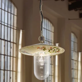 Sospensione Esterno Classica Genova Metallo E Ceramica Bianco Sfumato 1 Luce E27