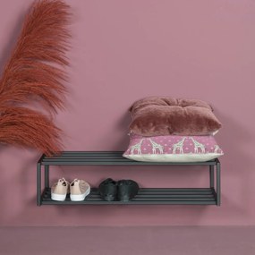 Scarpiera nera in metallo da parete 78x20,5x30,5 cm School – Spinder Design