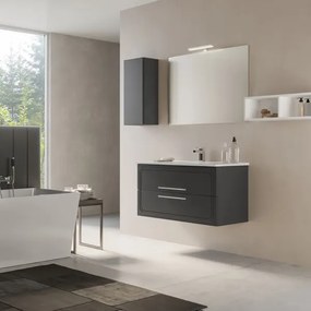 Mobile bagno sospeso 102 cm MAYA2 Grafite Opaco con lavabo in ceramica