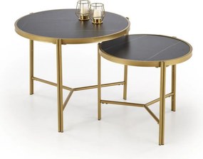 Set di 2 Tavolini da caffè Fatima effetto marmo nero/oro