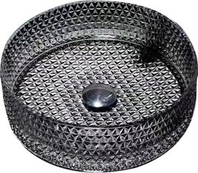 Lavabo da appoggio tondo in vetro nero