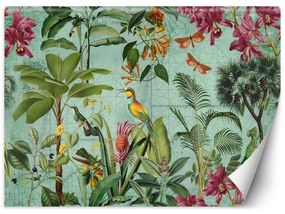 Carta Da Parati, Uccelli tra foglie tropicali