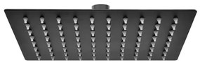 Soffione doccia rettangolare 30x20 cm nero opaco in acciaio inox