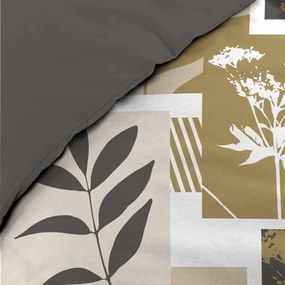 Set copripiumino e federa bianco/marrone in cotone per letto matrimoniale ed esteso 240x220 cm Utopia – douceur d'intérieur