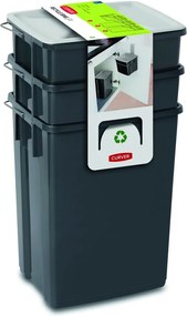 Set di cestini per la spazzatura neri in plastica per raccolta differenziata 3 pz 2x10+6 l Biobox – Curver