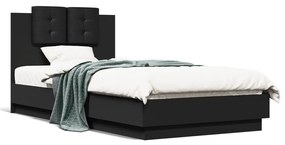 Giroletto Con Testiera E Led Nero 90x190 Cm /