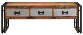 Tavolino da Caffè 3 Cassetti in Massello Recuperato 100x50x35cm