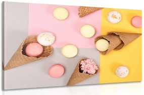 Stampa su tela – Macarons in cono