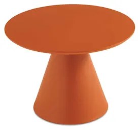 Tavolino rotondo con piano in legno e base in metallo Ruggine - TRIADE Medium