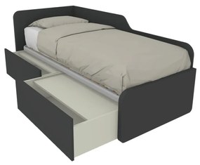 1064C - Letto singolo 80x190 con spalliera sagomata e cassettoni indipendenti