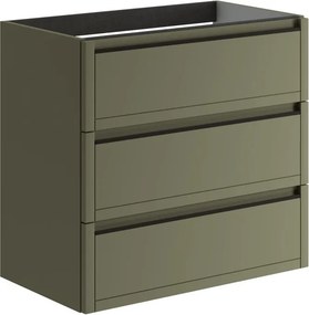 Mobile da bagno sospeso sotto lavabo L 79.5 x H 78 x P 45.5 cm verde salvia opaco, 3 cassetti Tratto