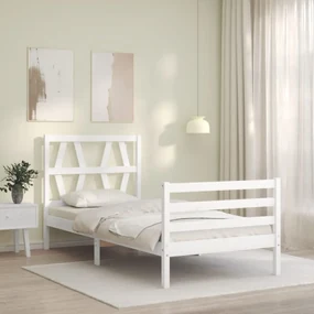 Giroletto con testiera bianco single in legno massello