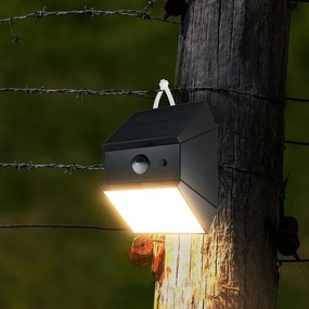 Lampada solare da parete a LED con sensore, 2,5 W / 3,7 V, IP65, 1200 mAh, nera